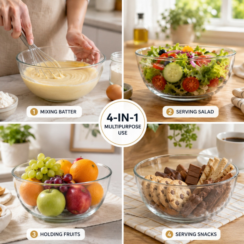 Premium Versatile Clear Glass Mixing Bowl | Transparent, 6.5 x 14.5cm