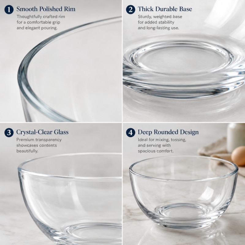 Premium Crystal-Clear Glass Mixing Bowl | Versatile 7.5x7.5cm Transparent