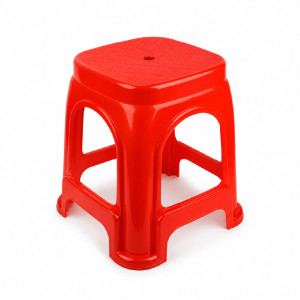 Red Square-Shaped Plastic Stools Constructed from Durable Polypropylene – 48 x 28 cm
