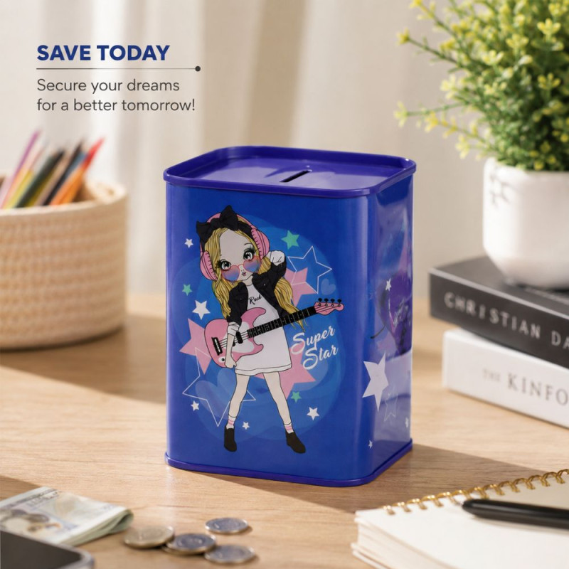 Charming Dinosaur Money Box | Durable Colorful Metal Design | 16.7 x 11.5 cm Blue