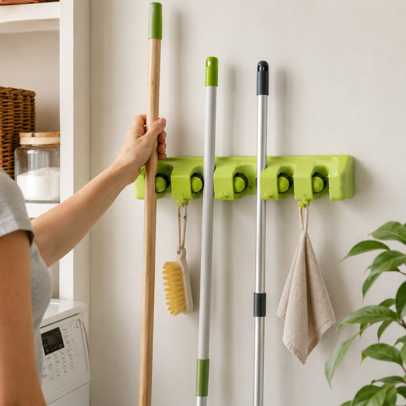 Wall-Mounted Cleaning Tool Organizer