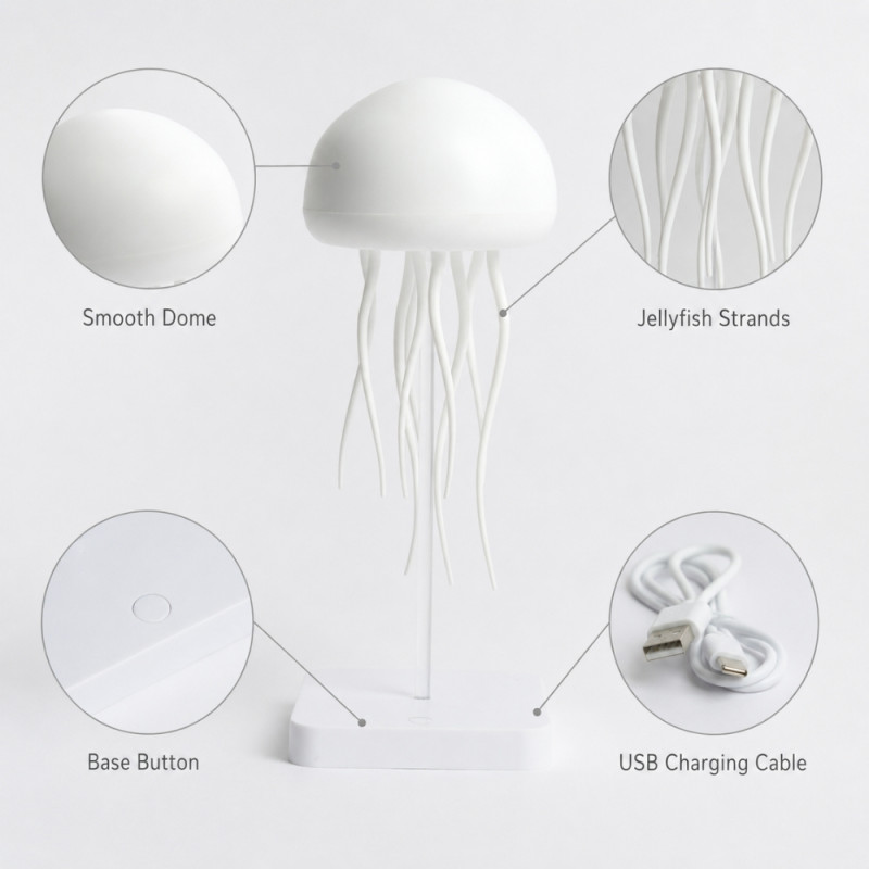 Jelly Fish Lamp – White (H-21.5cm X W-8cm)