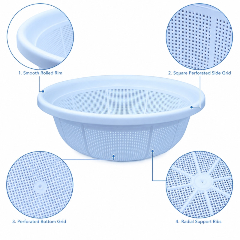 Prime Shine Colander Designed for Everyday Cooking &amp; Kitchen Excellence – White (W-47cm)
