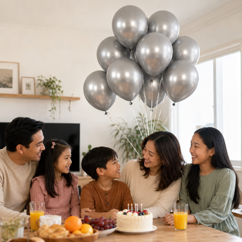 Premium Silver Color Balloons - Metallic