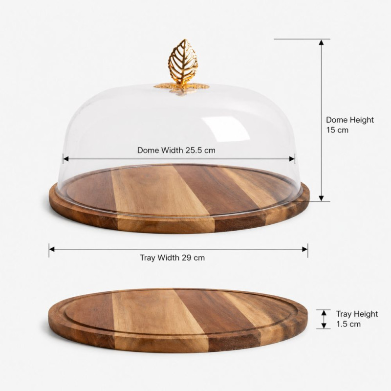 Wooden Dome Display Tray (29 x 30 cm) – Clear