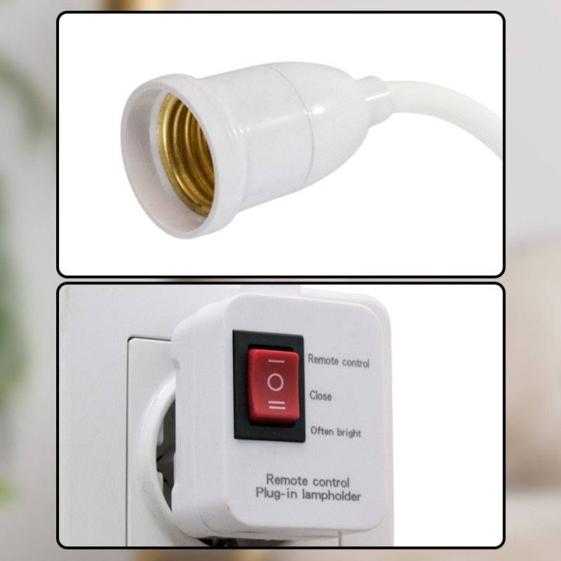 25cm White Wireless Remote Control Lamp Holder – Flexible Gooseneck & Plug-In Design