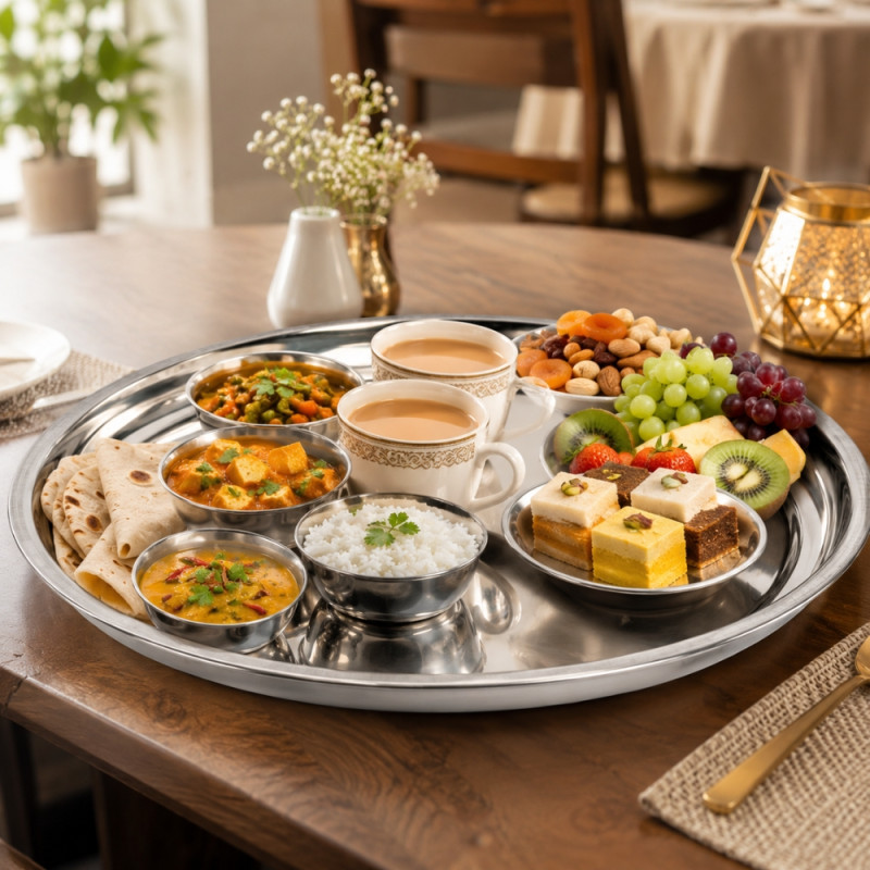 Stainless Steel Round Serving Tray – Mirror Polish Silver (40 x 3cm)