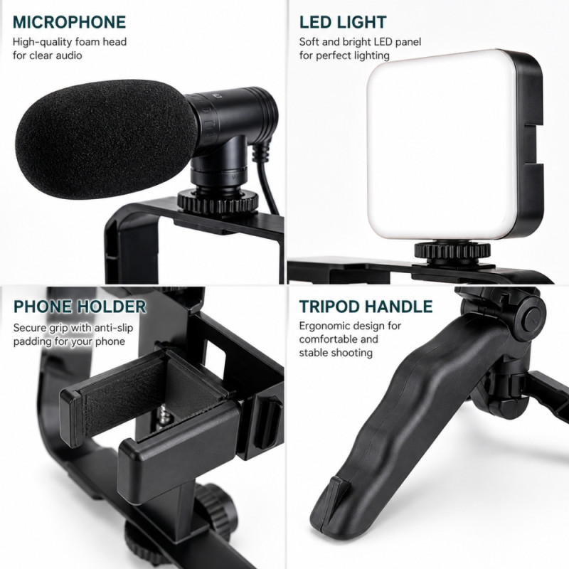 AY-49X Smartphone Vlogging & Video Making Starter Kit – Black