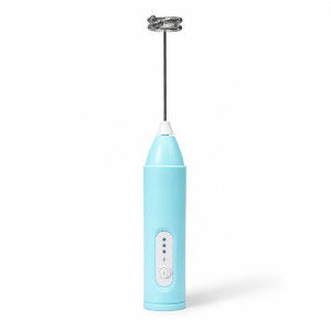 Disruptive USB-rechargeable electric milk frother with three adjustable speed settings – Aqua (21.5cm)