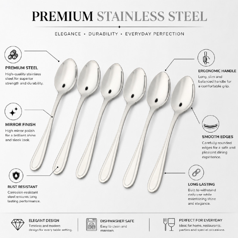 Stainless Steel Cutlery Set – Silver Mirror Polish (15.25 cm)