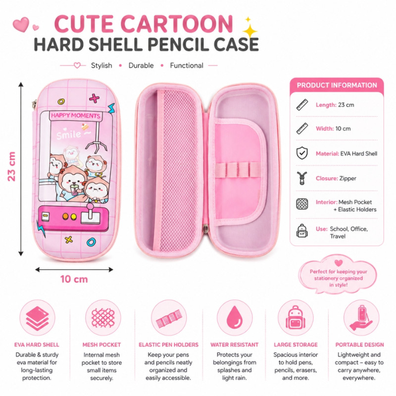 Elegant pencil case – Light Pink Premium Quality (23 x 10cm)