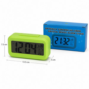 Green Digital LCD Alarm Clock with Temperature & Date Display Green Digital LCD Alarm Clock with Temperature & Date Display