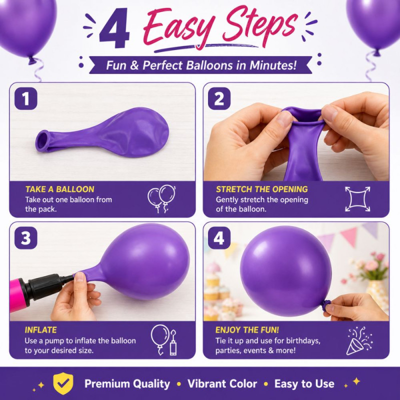 Professional Purple & Blue Helium-Grade Latex Party Balloons – High-Shine Decorative Set (12cm)