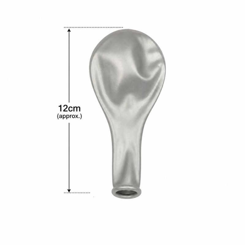 Professional Metallic Silver Helium-Grade Latex Party Balloons – High-Shine Decorative Set (12cm)