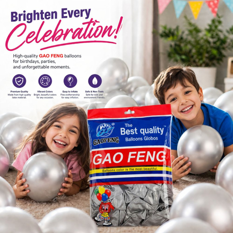 Professional Metallic Silver Helium-Grade Latex Party Balloons – High-Shine Decorative Set (12cm)