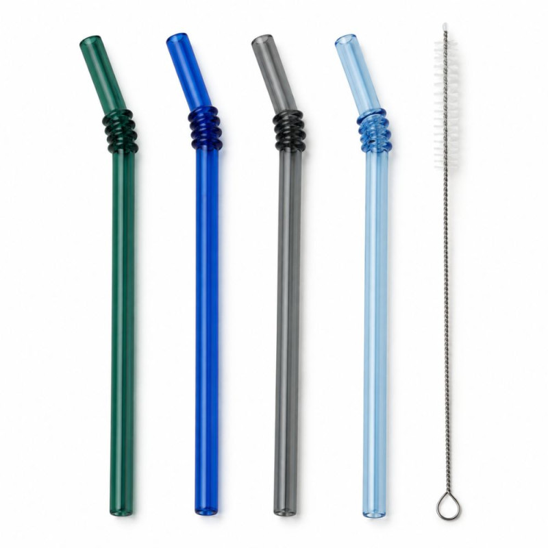 Eco-Friendly Glass Drinking Straws with Cleaner