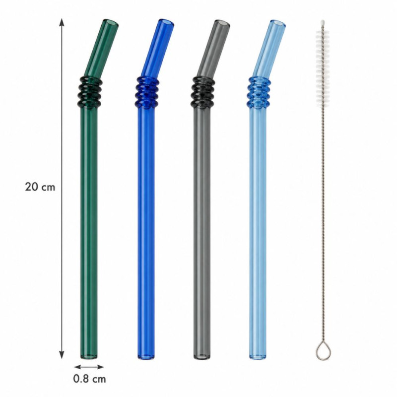 Eco-Friendly Glass Drinking Straws with Cleaner