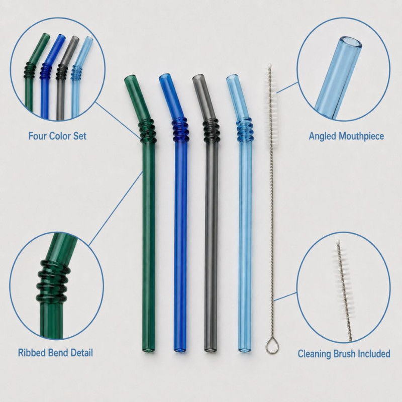 Eco-Friendly Glass Drinking Straws with Cleaner