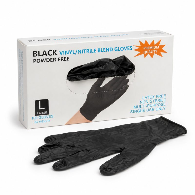 Food-safe Black Vinyl/Nitrile Blend Gloves - Kitchenware