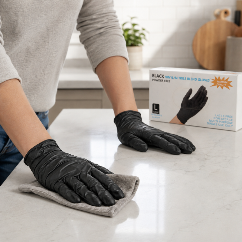 Food-safe Black Vinyl/Nitrile Blend Gloves - Kitchenware