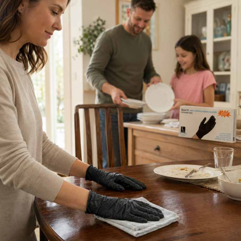 Food-safe Black Vinyl/Nitrile Blend Gloves - Kitchenware