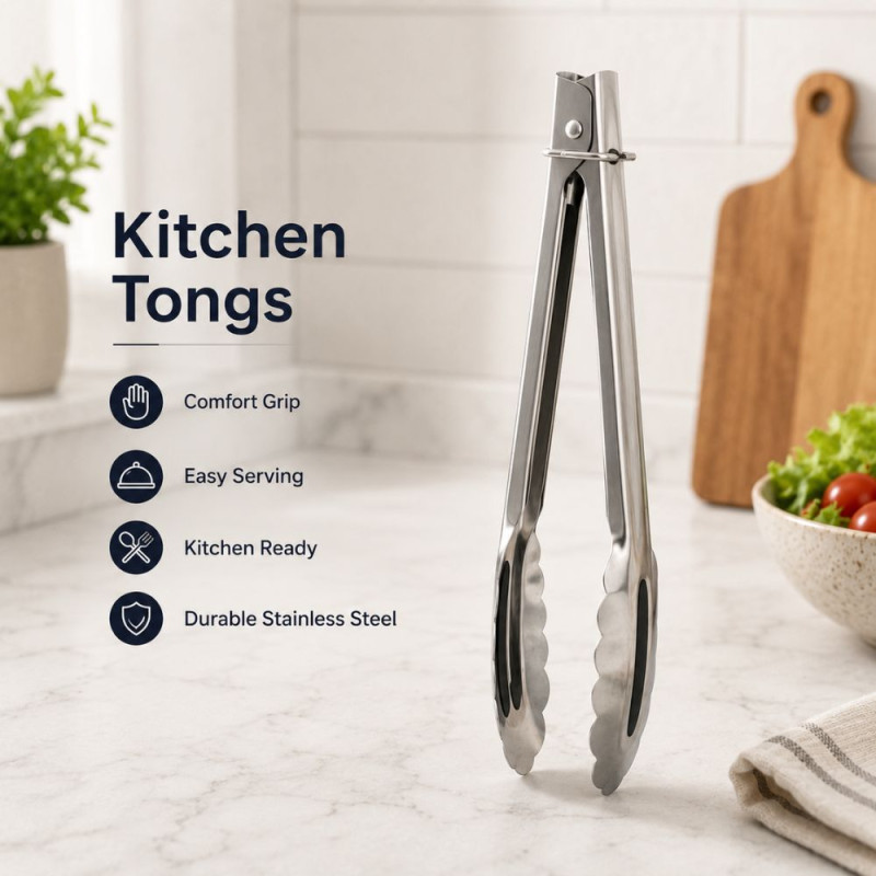 Comfortable Grip Kitchen Tongs– Stainless Steel