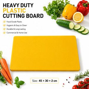 Premium Kitchen Cutting Board – Yellow Food-Safe Surface (30x2x45cm)