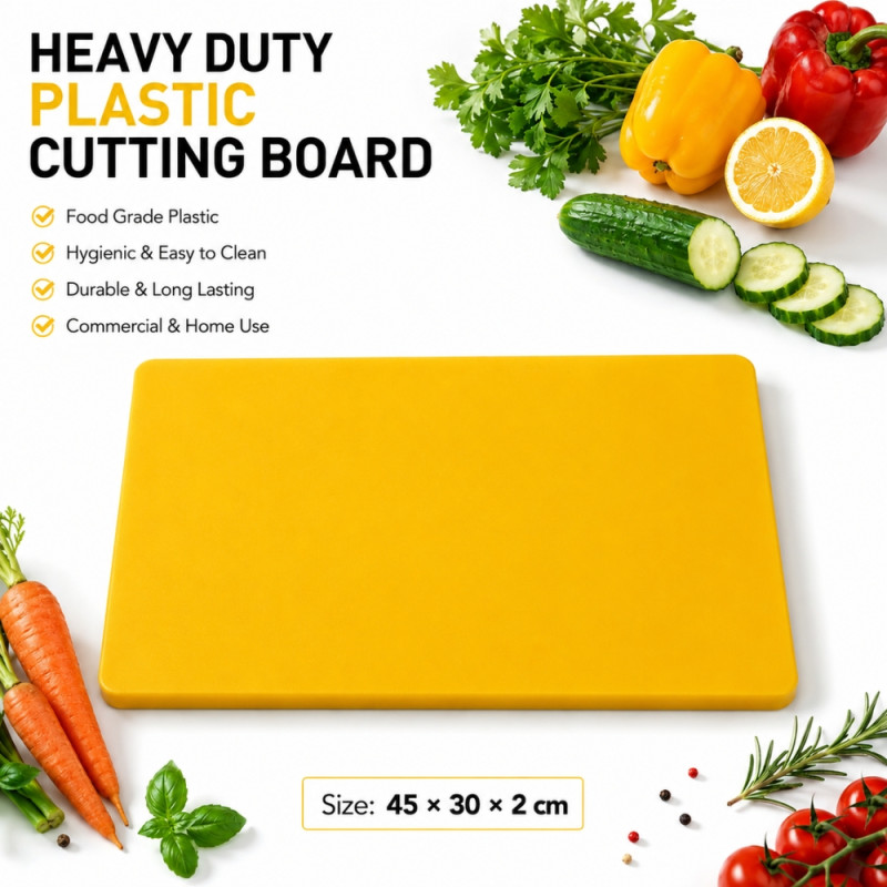 Premium Kitchen Cutting Board – Yellow Food-Safe Surface (30x2x45cm)