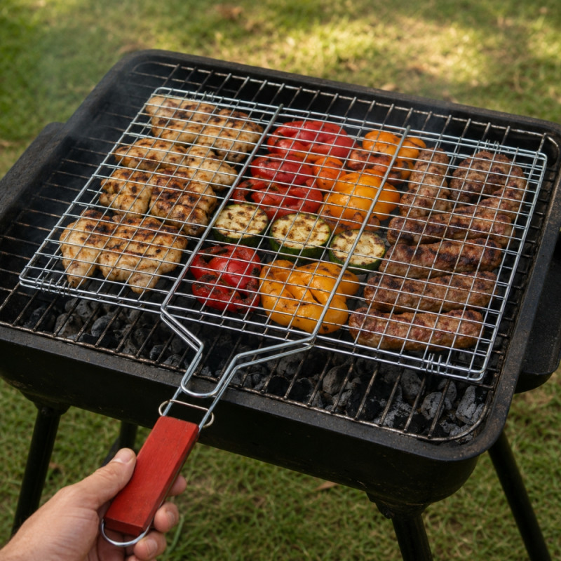 Outdoor Camping BBQ Grill Grate with Locking Handle 