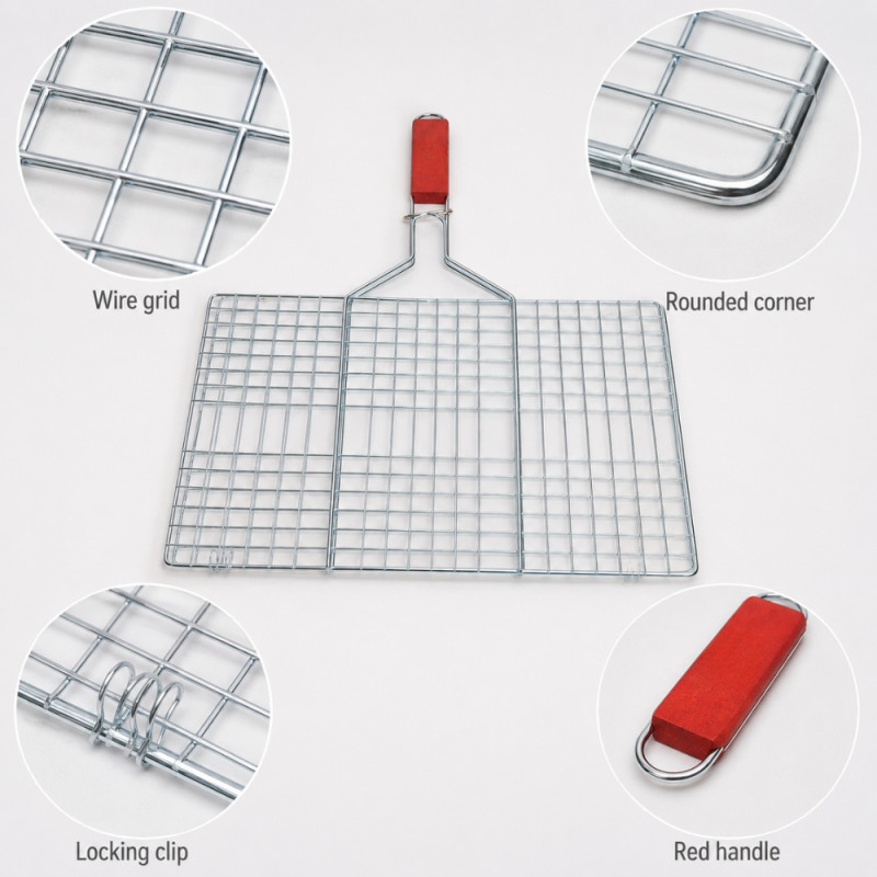 Outdoor Camping BBQ Grill Grate with Locking Handle 