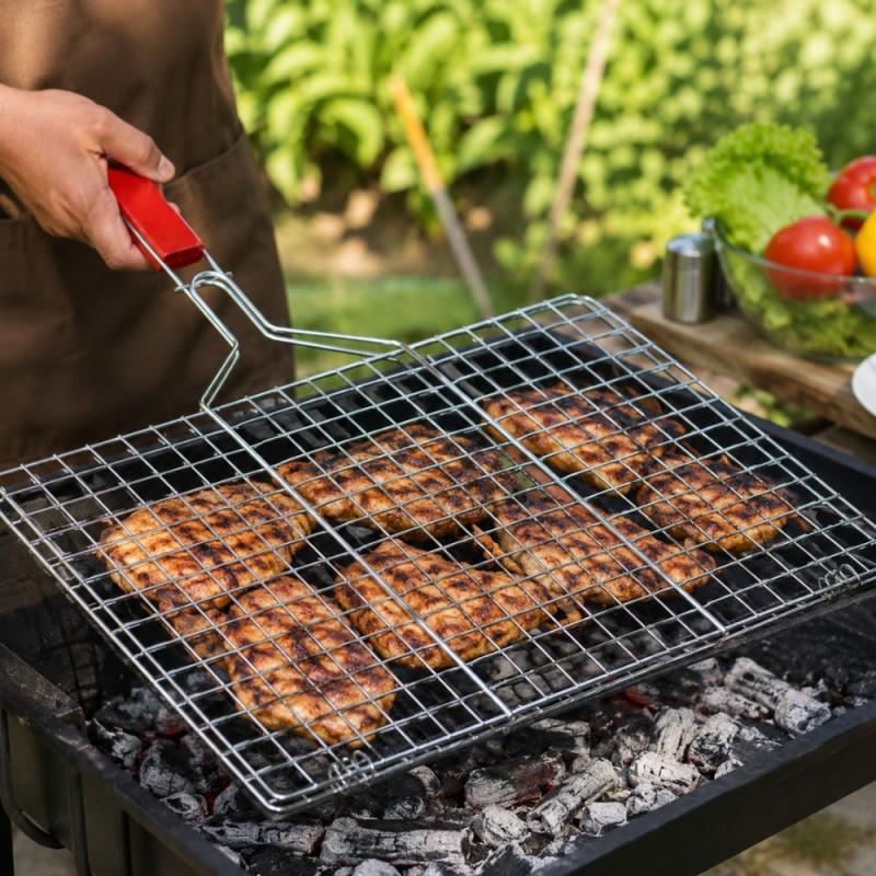Outdoor Camping BBQ Grill Grate with Locking Handle 