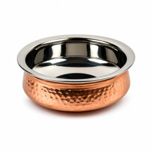 Smart hammered copper serving bowl featuring a polished stainless steel interior – Rose Gold & Silver (5.5 x 13 x 0cm) Smart hammered copper serving bowl featuring a polished stainless steel interior – Rose Gold & Silver (5.5 x 13 x 0cm)
