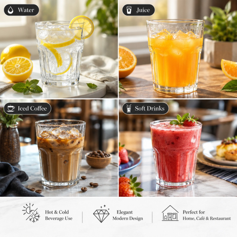Crystal Clear Glass Tumbler Set – Transparent Premium Quality (9x8cm)