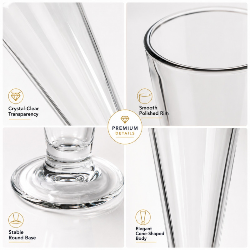 Organic tall pilsner or sundae glass, typically featured in sets – Transparent (23 x 7cm)