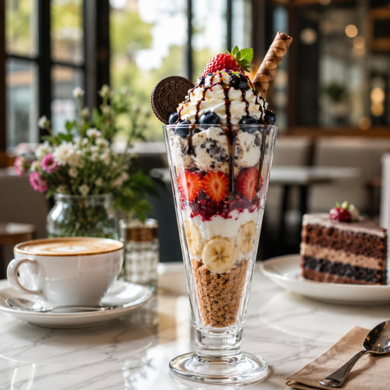 Organic tall pilsner or sundae glass, typically featured in sets – Transparent (23 x 7cm)