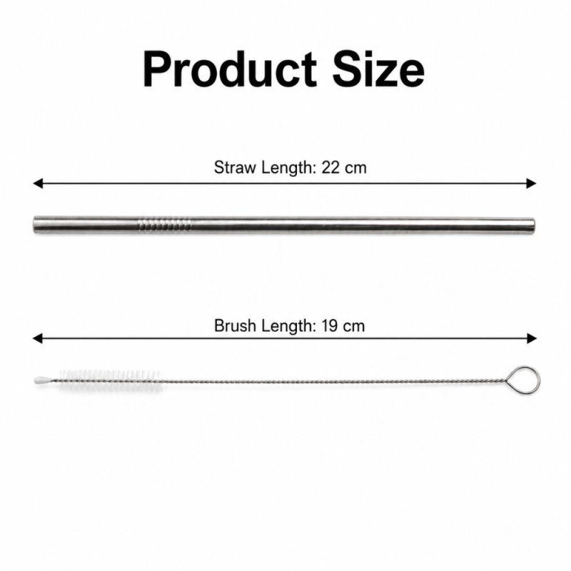 Stainless Steel Straws and Brush (Set of 4) – Silver