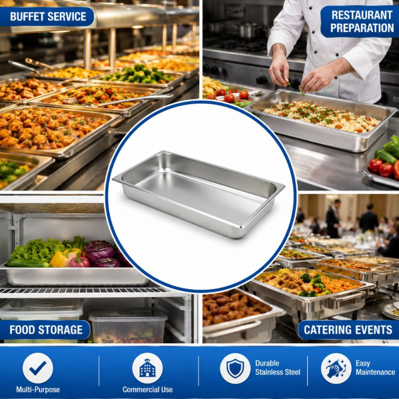 Expert Comfort Buffet Serving Pan Designed for Everyday Cooking & Kitchen Excellence – Stainless Steel (W-33, L-53 CM)