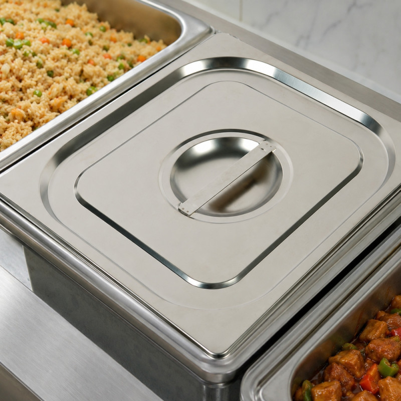 Supreme Spark Buffet Pan Cover Designed for Everyday Cooking &amp; Kitchen Excellence – Silver (H-16.5cm X W-32.5cm)