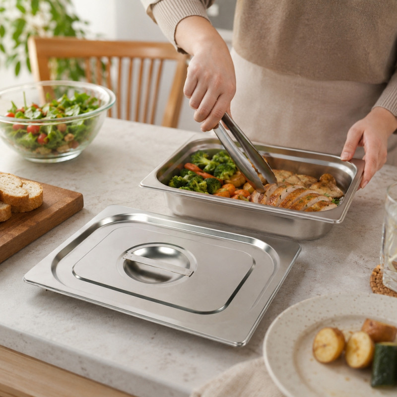 Supreme Spark Buffet Pan Cover Designed for Everyday Cooking &amp; Kitchen Excellence – Silver (H-16.5cm X W-32.5cm)