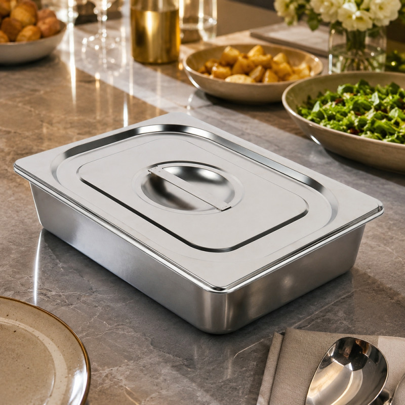 Supreme Spark Buffet Pan Cover Designed for Everyday Cooking &amp; Kitchen Excellence – Silver (H-16.5cm X W-32.5cm)