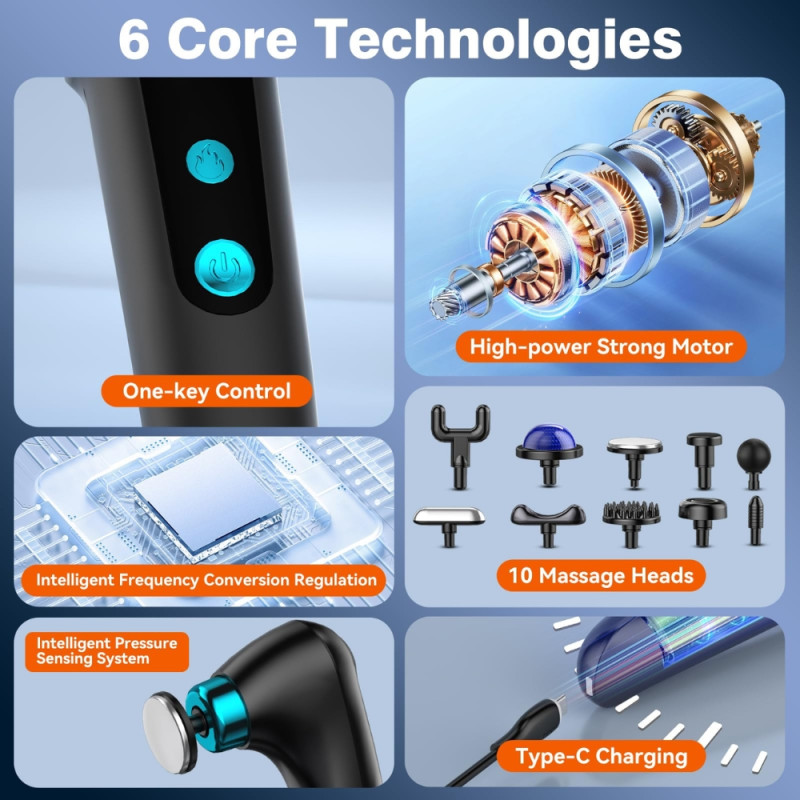 Professional Portable Handheld Massager – 5.5-Inch USB-C Rechargeable
