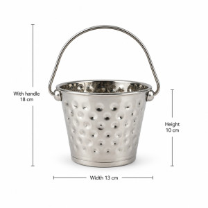 Textured Stainless Steel Mini Serving Bucket with Handle