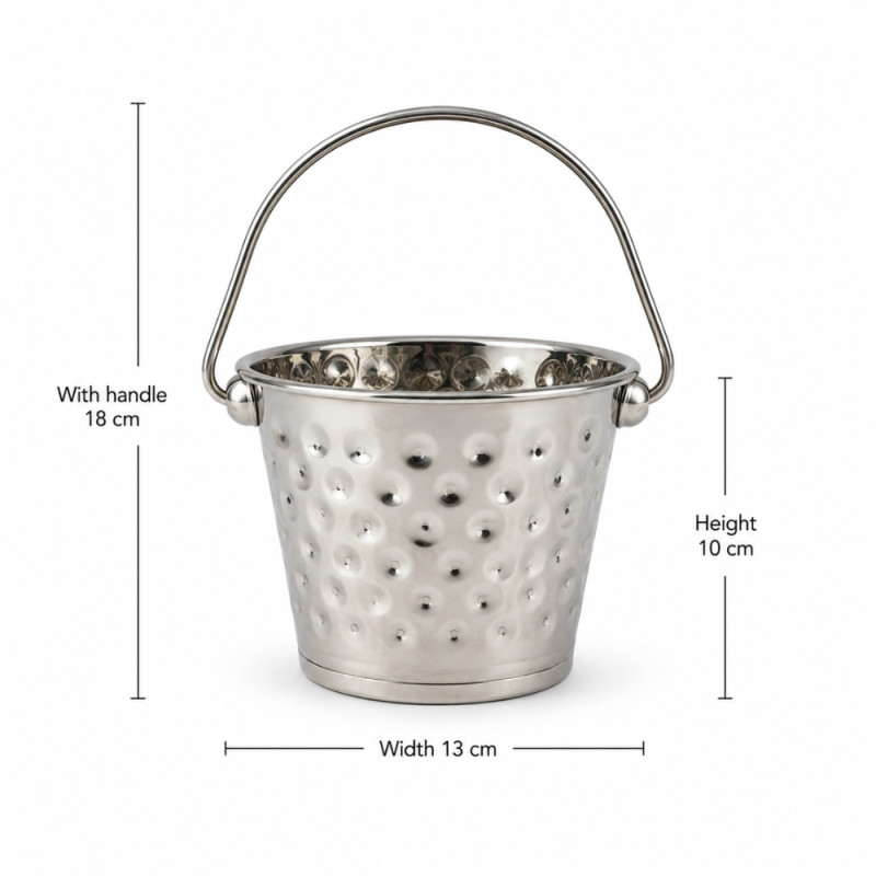 Textured Stainless Steel Mini Serving Bucket with Handle