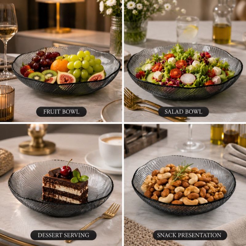 Elegant Wooden Serving Bowl with Lid – Natural Gray. Transparent Finish (3 PCS)