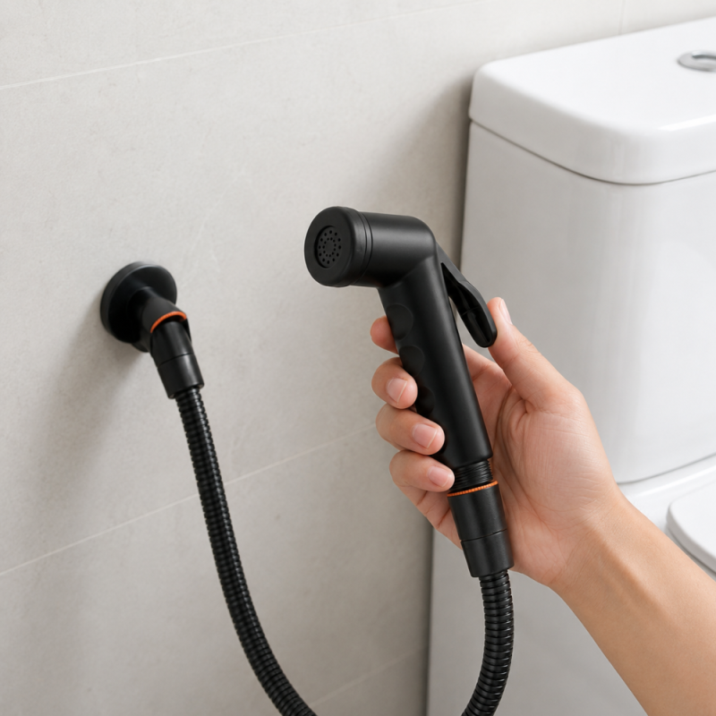 Premium Handheld Shower with Hose – Black