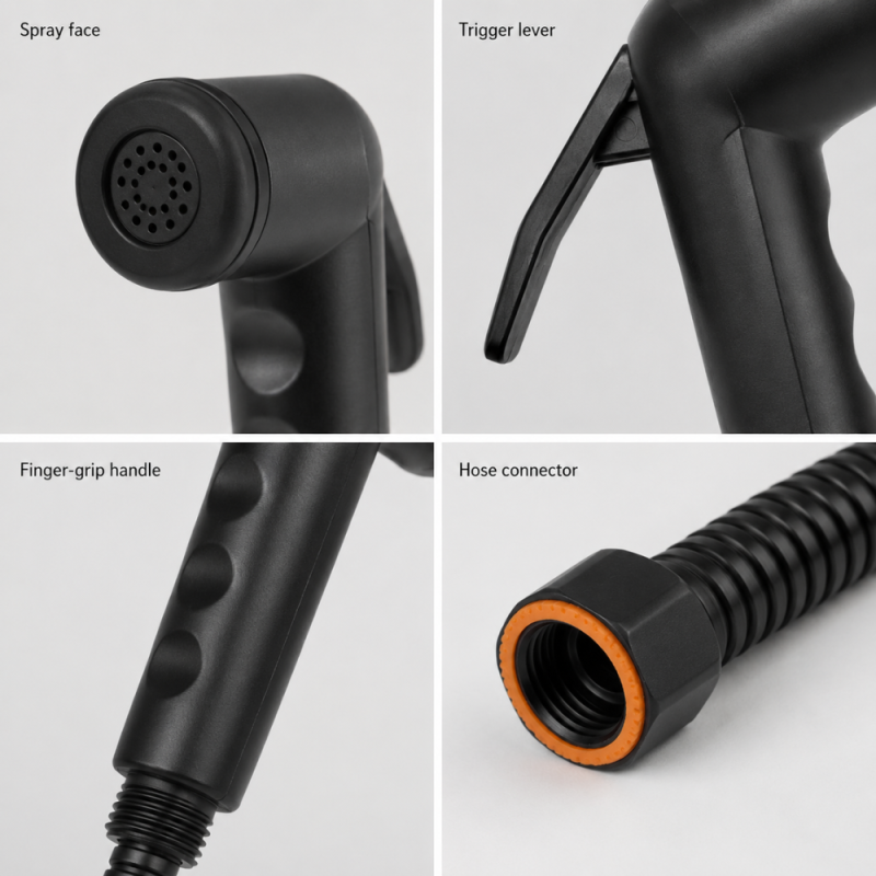 Premium Handheld Shower with Hose – Black