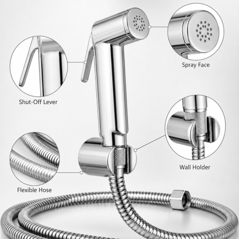WASHING SET Shattaf Handheld Shower – Silver