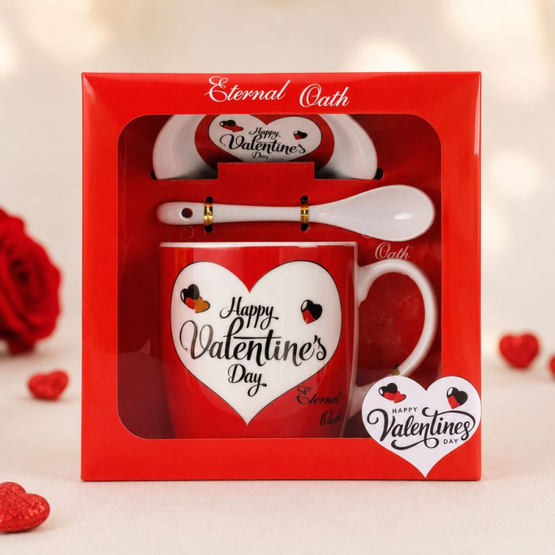 Romantic Valentine's Day Mug Set - Red