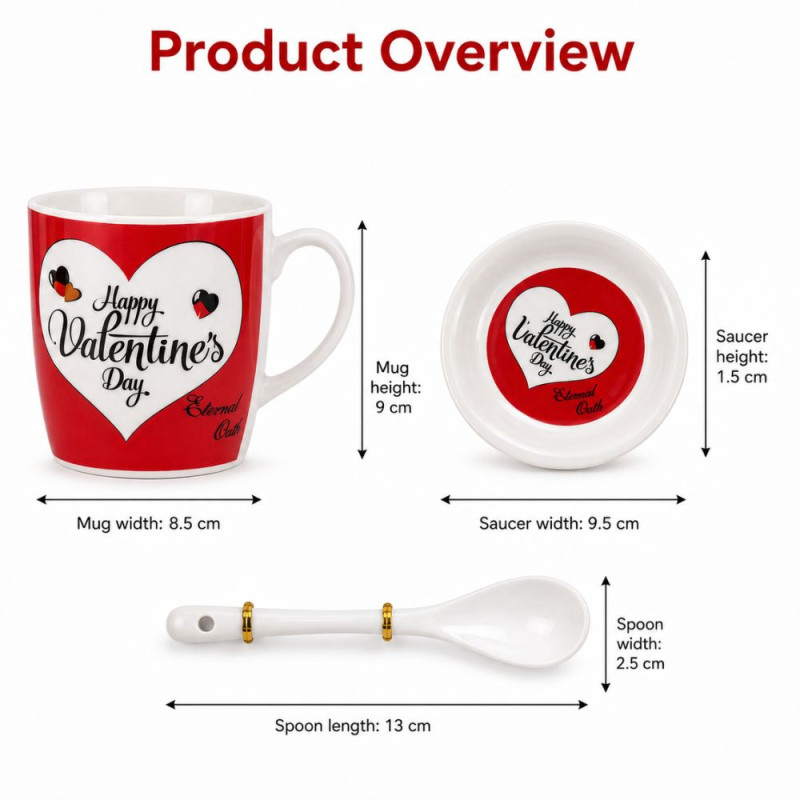 Romantic Valentine's Day Mug Set - Red