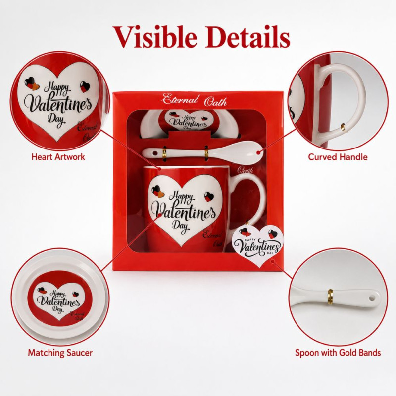 Romantic Valentine's Day Mug Set - Red